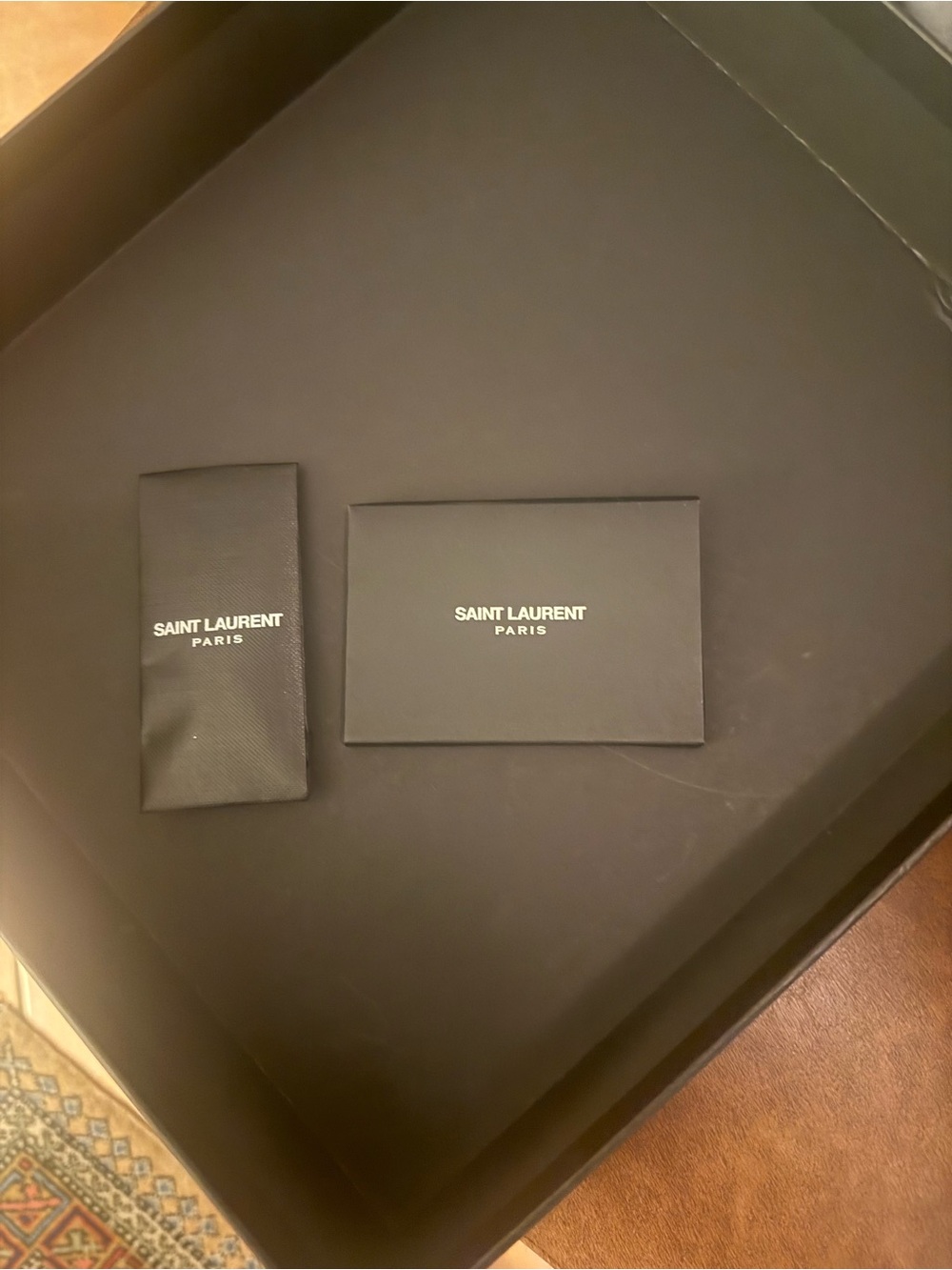 Saint Laurent Black Women's Heels Box and Cards